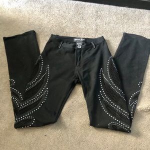 Black bling stretch pants